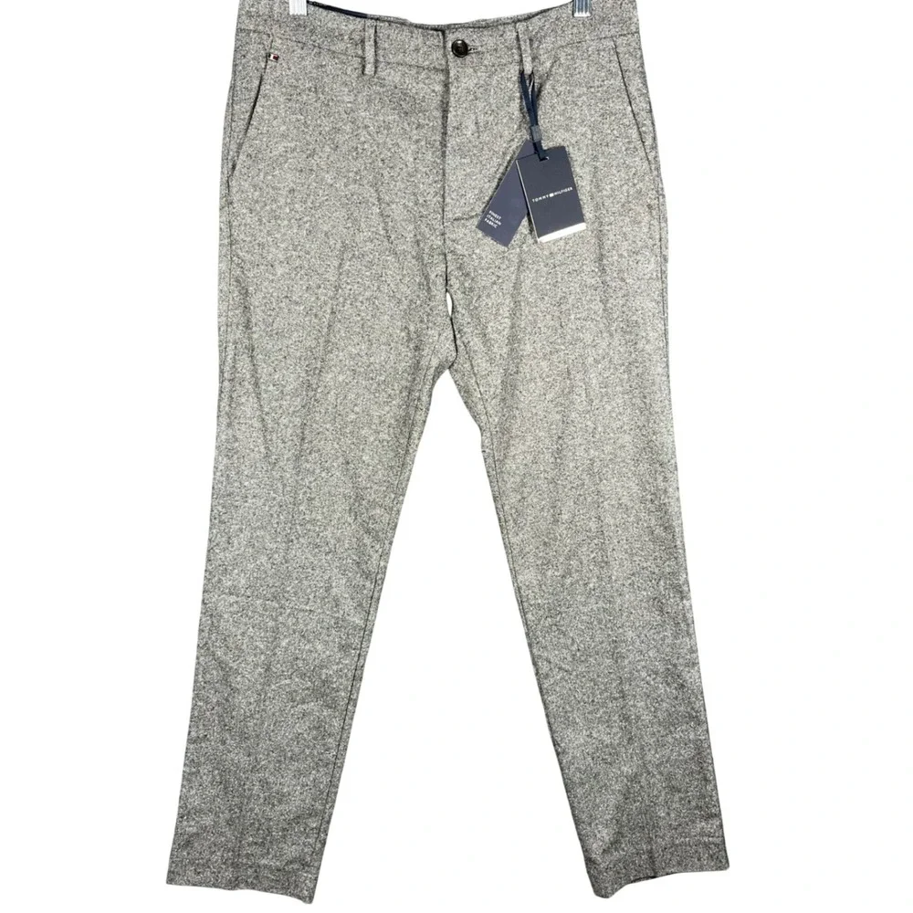 Tommy Hilfiger Denton Chino Pants Mens 32x30 Grey Straight Fit Italian‎ Fabric
